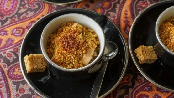 crumble d'endives au foie gras dessus