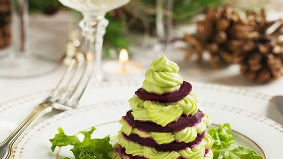 millefeuille de betterave et mousse d’avocat