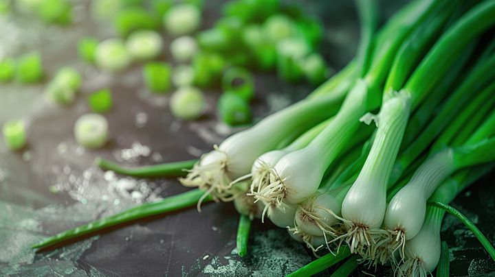 oignons frais coupés